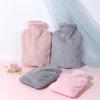 Large Water-Filled Women's Hot Water Bottle with Solid Color Flannel Cover, 2000 Ml Capacity