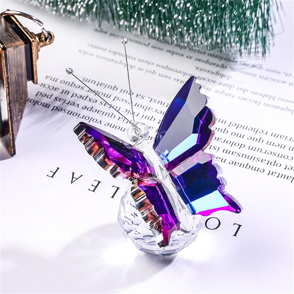 Crystal Flying Butterfly With Crystal Ball Base Statue Collection Cut Butterfly Animal Decoration Suitable For Desk, Home, Bedroom