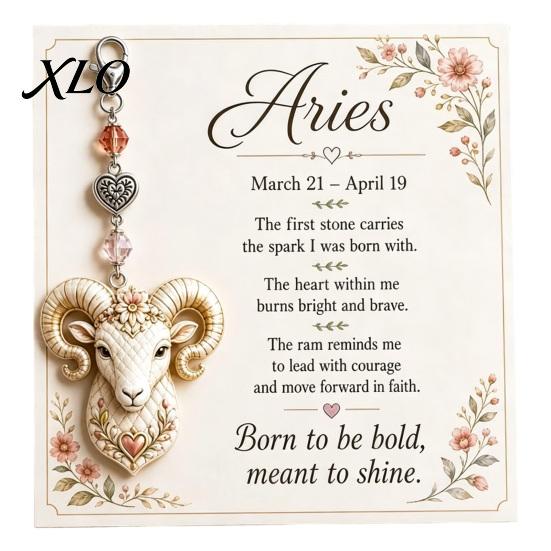 12 Star Sign Keychain Zodiac with Keepsake Card, Card Pendant, Backpack Handbag Purse Charm, Inspirational Gift for Men Women Pendant