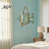 Housewarming Coastal Gifts Fish Handmade Wall Decor, Rustic Hanging Ornament with Sea Glass Nautical Ornaments Jute Rope, Bohemian Beach Style Art for