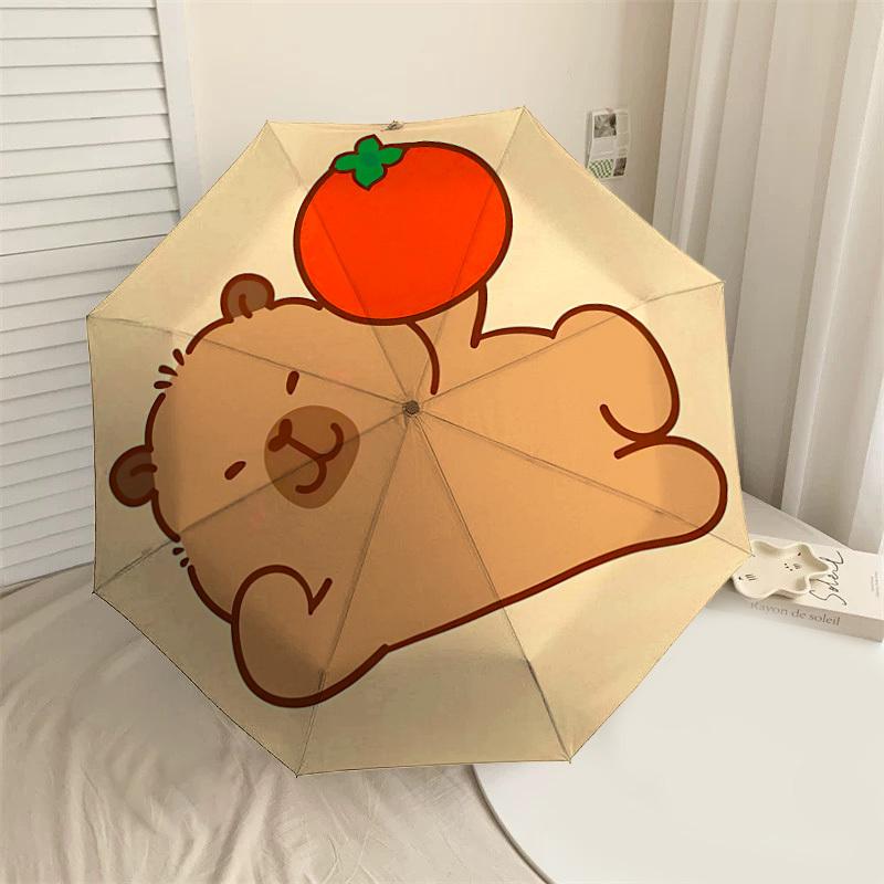 1PC Bear Tomato Umbrella-8-Rib Reinforced, Automatic Open, Lightweight & Durable, Cute Fashion Accessory for Outdoor-Y0354