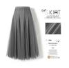 Womens Solid Pleated Elegant Midi Elastic Waist  Skirt