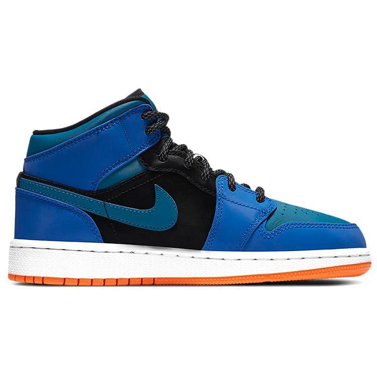 Кроссовки Air Jordan 1 Mid GS Racer Blue Kids Green-Abyss Black 554725-440