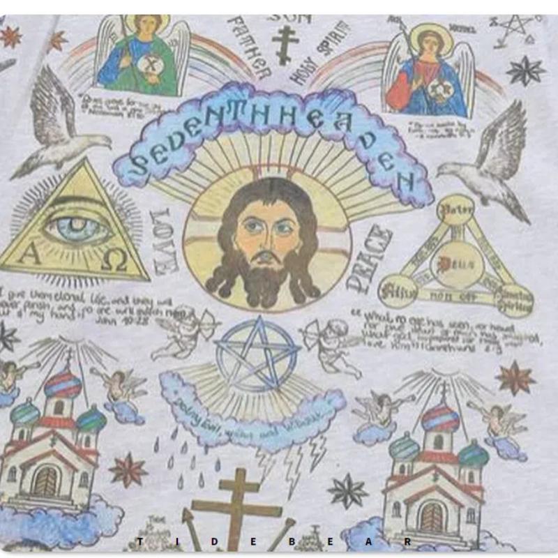 Хип-хоп Ретро Стиль Мужские Толстовки и Свитшоты Американская Уличная Одежда Y2k Повседневные Топы Принт Свободные С Длинным Рукавом С Круглым Вырезом Пуловеры Свитшоты