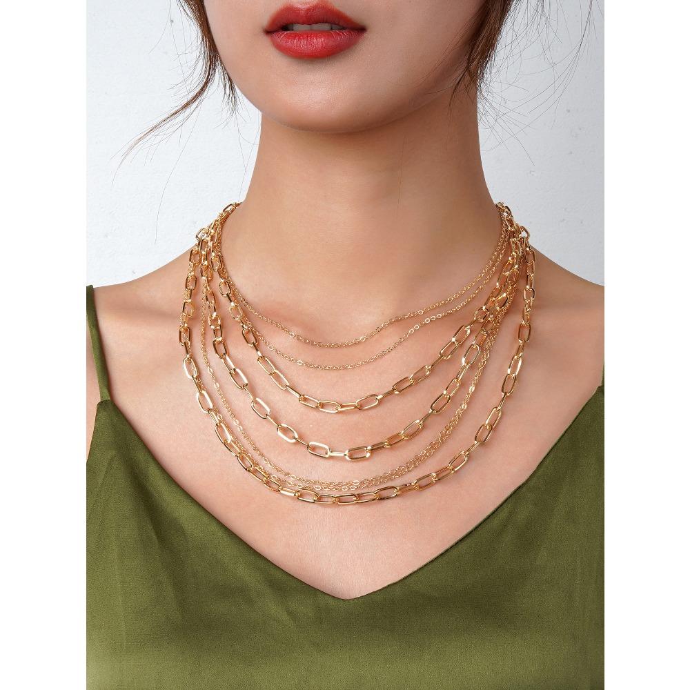 Нишевое ретро персонализированное металлическое ожерелье толстая цепь любовь сплав кулон женский набор ожерелий