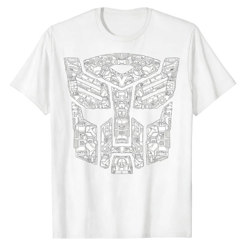 Transformers Mechanical Blueprint Tech TShirt Autobot Insignia Printed Crew Neck Cotton Oversized Trendy High Street Tops