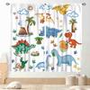 Детские шторы с динозаврами для комнаты мальчика, мультяшные динозавры, забавные, милые, сафари-животные, красочные оконные шторы, драпировка для