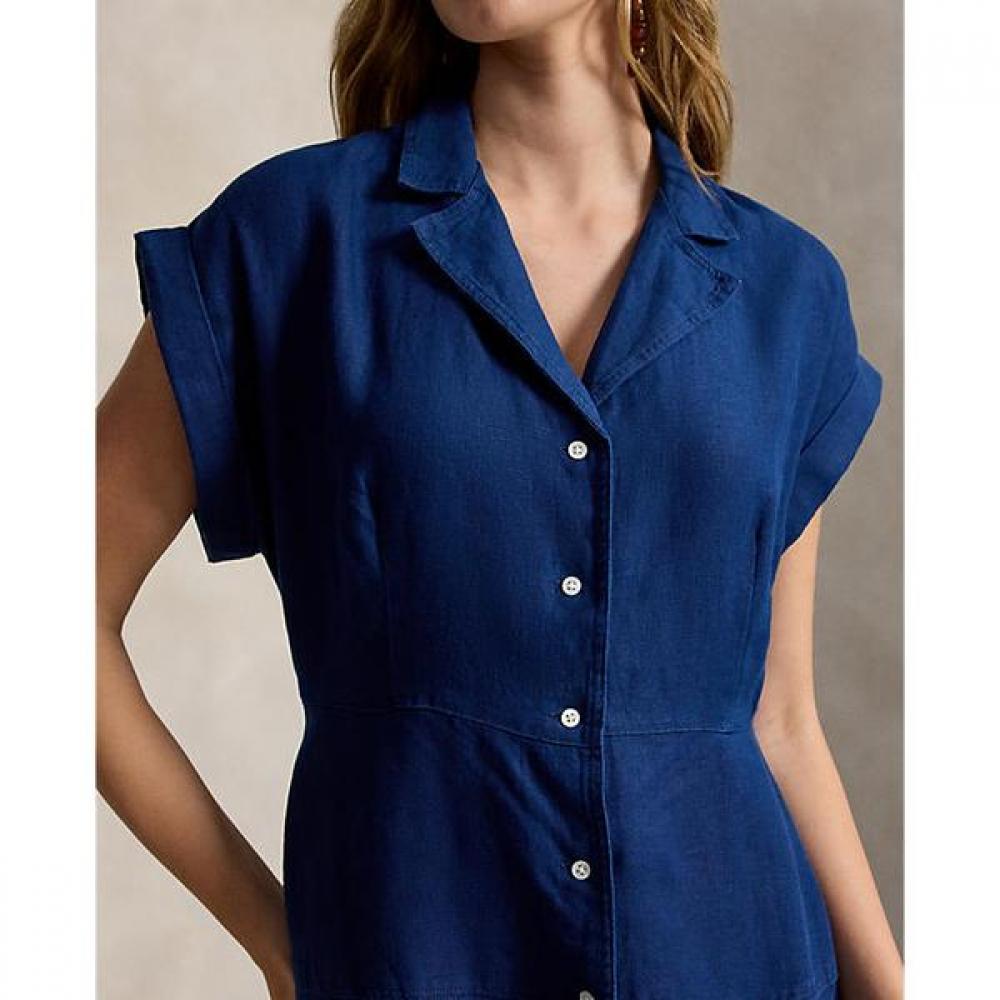 Polo Ralph Lauren Women Linen Cap Sleeve Shirt Dress Wmpodrsnfa21155400