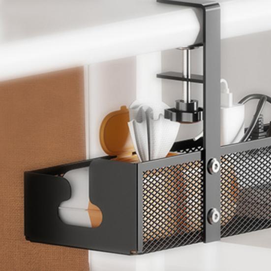 Data Cable Storage Rack Under-Desk Organizer Simple Installation Cable Management Metal Cable Tray Power Strip Cord Holder