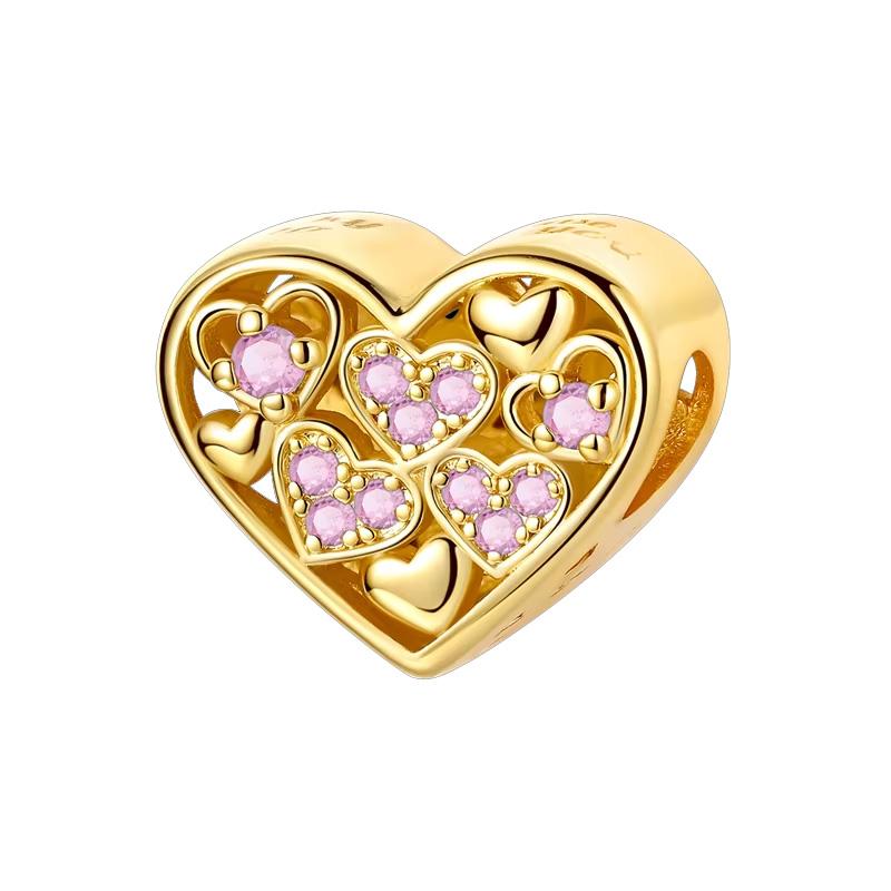 Original 925 Silver Gold DIY Charms Beads with Zirconium Sun Leopard Pendants for Bracelet Jewelry Making