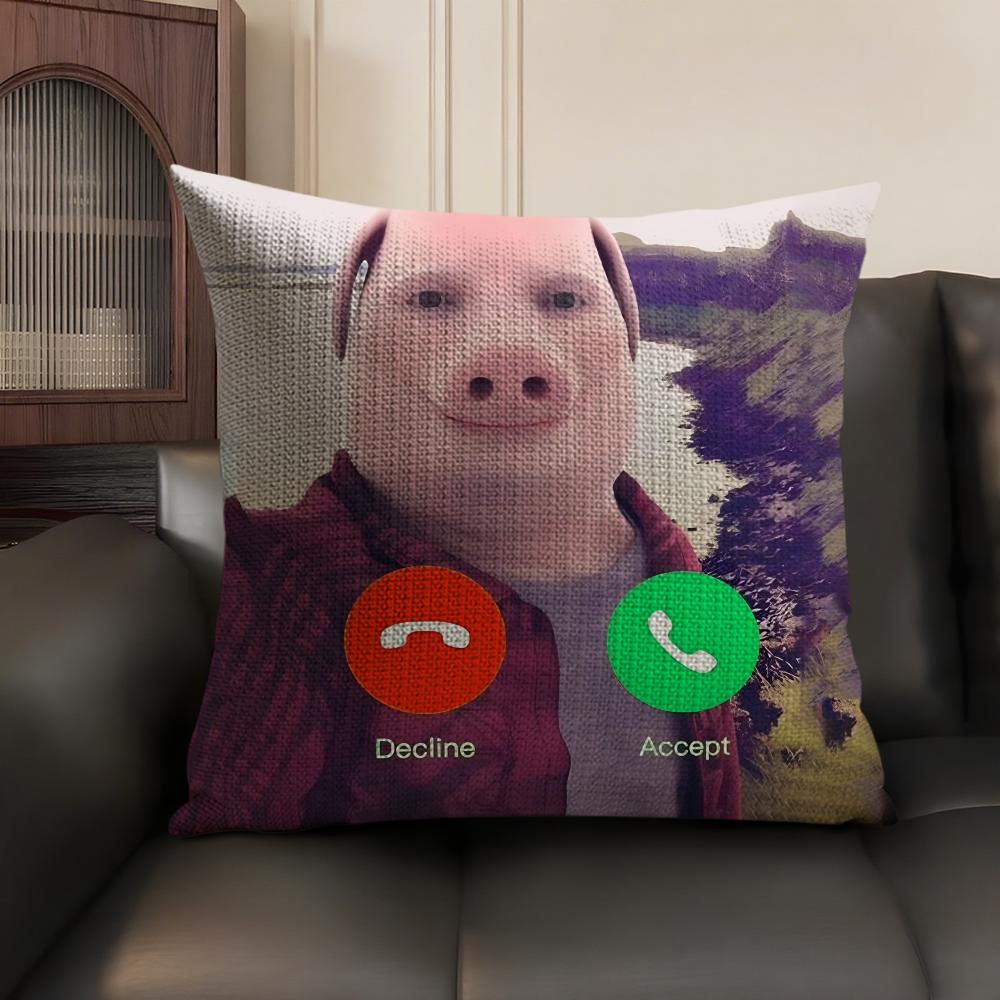 Смешная наволочка John Pork Is Calling Натуральный лен Органическая ткань Двусторонняя печать Диван Домашний декор Подарок Наволочка