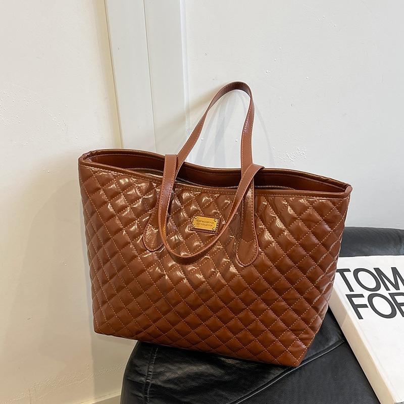 Большая сумка женская новая мода большая вместимость сумка подмышку ромбовидная вышивка нитью универсальная сумка-тоут