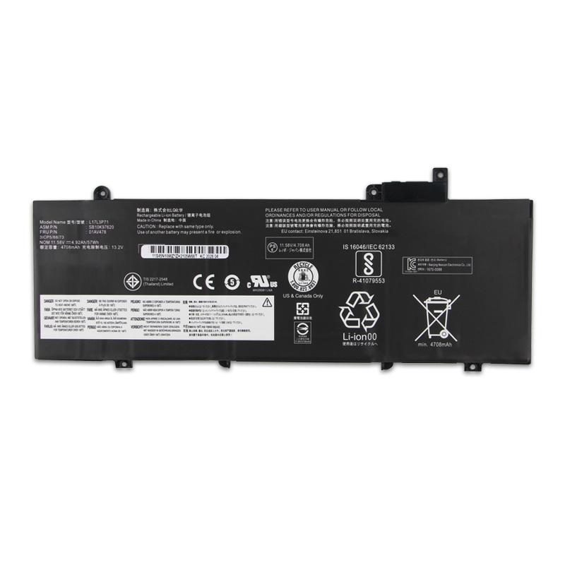 Аккумуляторная литиевая батарея для серии Lenovo ThinkPad T480S SB10K97620 SB10K97622 01AV478 01AV479 01AV480 L17L3P71 L17M3P72 Батарея для ноутбука 4708 мАч