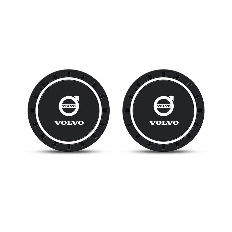 2PC PVC Silicone Car Coaster Water Cup Slots Non-Slip Pad Drink Mat For Volvo XC60 XC90 V40 V60 S60 V50 V90 S80 C40 XC40 V70 C30