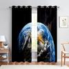 Starry Sky And Moon Night View 3d Printed Curtains Suitable For Bedroom, Living Room, Study Room Decorative Curtains 2 Pieces