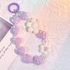 Short Style Sweet Mobile Phone Lanyard Pendant Crystal Bead Phone Chain  Girl Gift