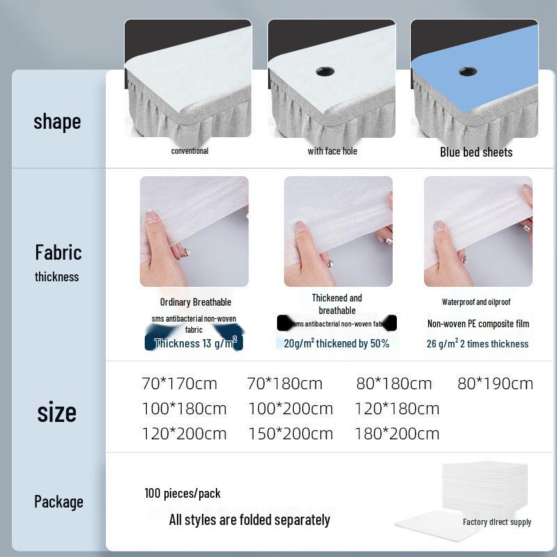 Waterproof, Oil-Proof Disposable Beauty Salon Bed Sheets with Hole - 100 Breathable Isolation Pads.