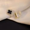 Fine Inlaid Clover Earrings Light Luxury Style Ear Jewelry Women Men Pierced Non-Pierced
