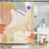 Nordic Style Abstract Art Leaves Print Shower Curtain Waterproof Polyester Bath Curtain Color Block Curtains For Bathroom Decor