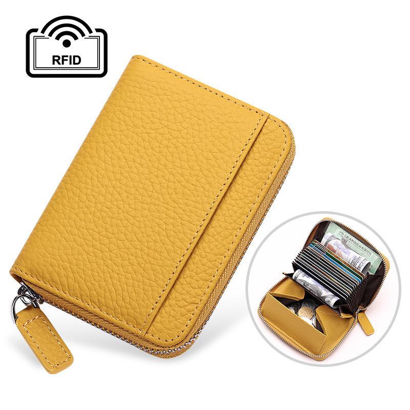 Rfid Card Holder 100% Genuine Leather Business Card Wallet Organ Card Bag Female Bag Japanese