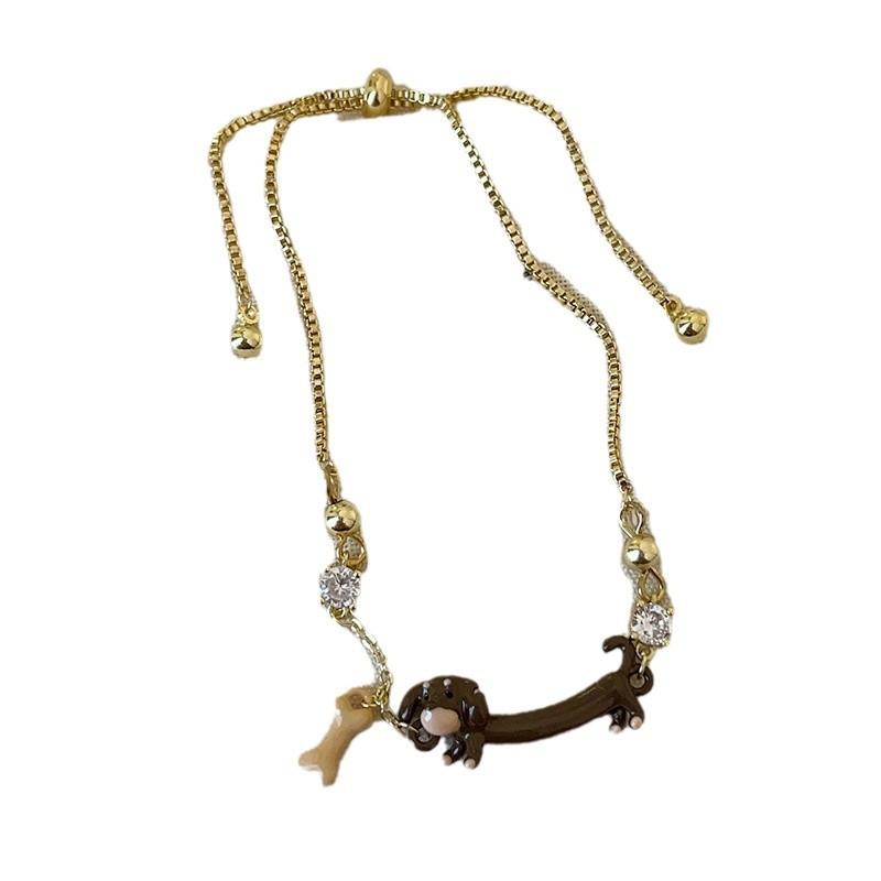 Ожерелье с изображением мультяшной таксы, серьги-гвоздики, коллекция, женская, милая, изысканная, модная, универсальная, цепочка на шею, цепочка на свитер