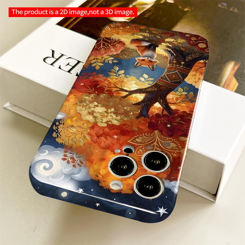 2DFlat Autumn Fox Under Starry Sky All inclusive film hard iPhone case, compatible with iPhone 18 Pro Max 17 16 15 14 13 12 11