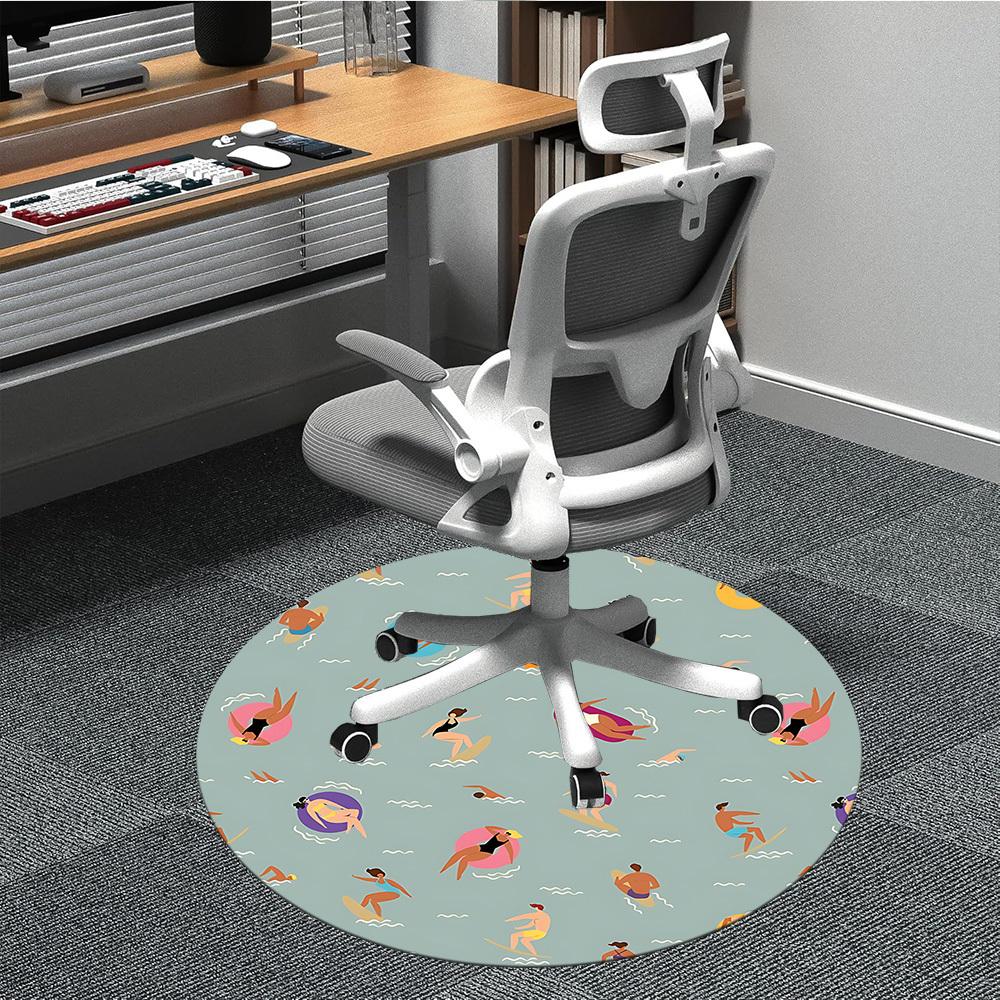 1pc Surfers Office Round Rug, Non-slip, Soft and Durable Office Rug for Interior Decoration, Perfect for Office, Beautiful Decoration yy260324015