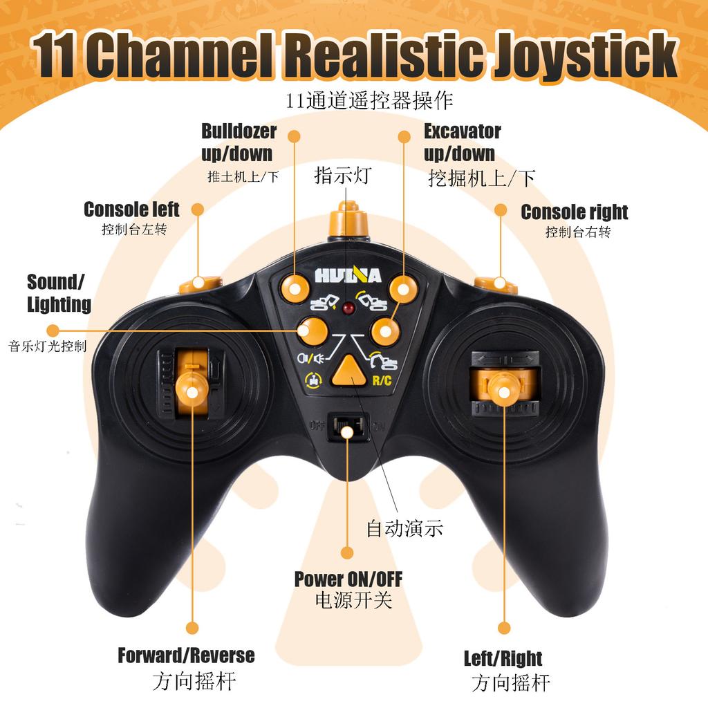 Huina 531 RC Excavator Trucks 11CH 1:16 Alloy Remote Control Engineering Digger Truck Model Electronic Heavy Machinery Toys