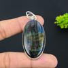 Natural Labradorite Gemstone Handmade 925 Sterling Silver Pendant 2.52" r9D07