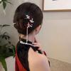 New Chinese Style Red Rose Fringe Hairpin Vintage Rose Hair Sticks Hairwear For Women Hair Fork Disk Hair Chopsticks Headdress