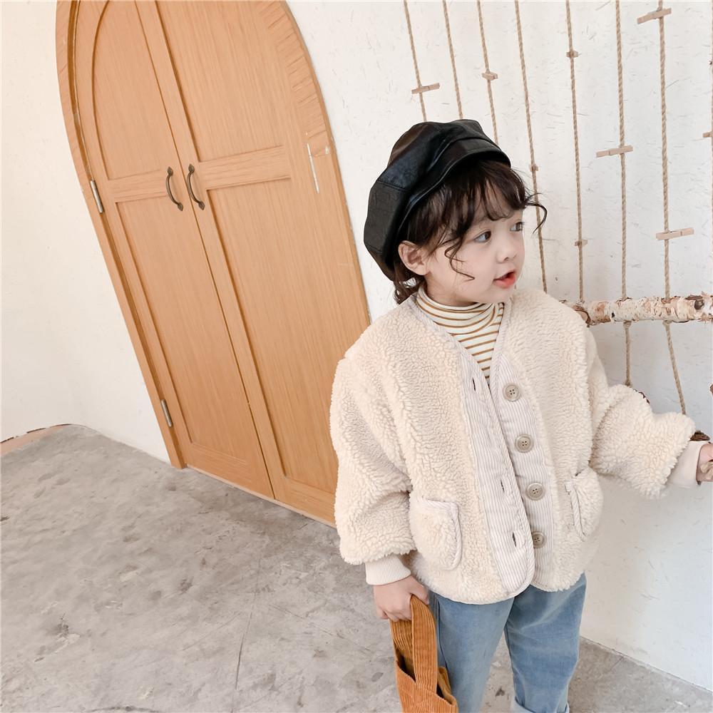 Осень-зима корейская одежда для мальчиков, кардиган для девочек, зернистый бархат, свободный овечий бархат, теплая детская куртка, пальто для девочек