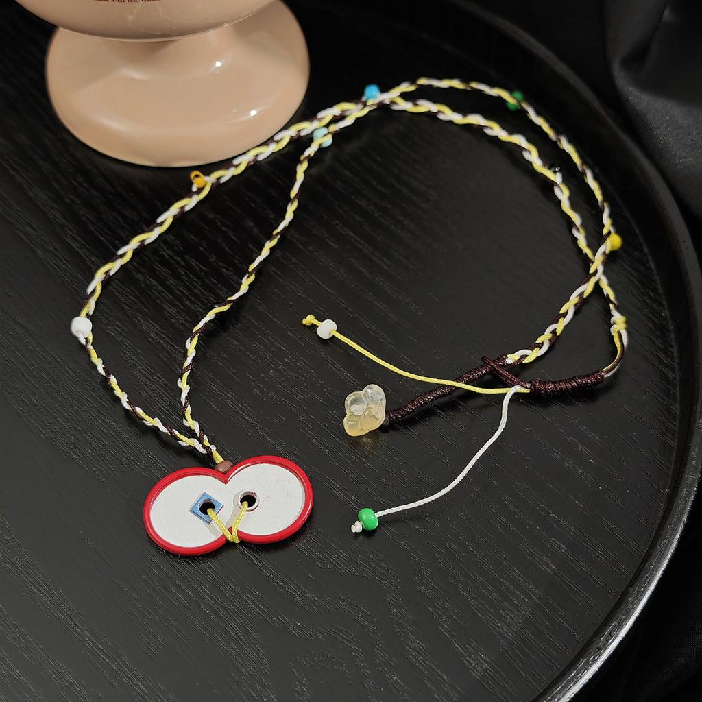 Мультяшное Милое Яблоко Любовь Плетеное Ожерелье Нишевый Дизайнерский Смысл Модное Простое Длинное Цепочка для Свитера