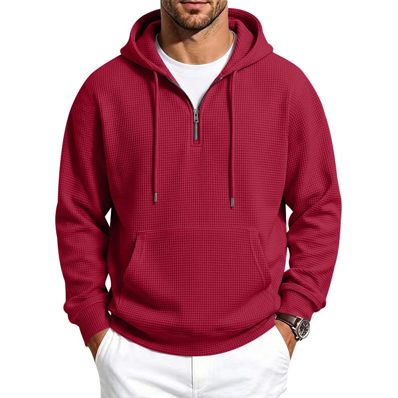 Men S Waffle Knit Hooded Pullover Loose Fit Casual Sweatshirt