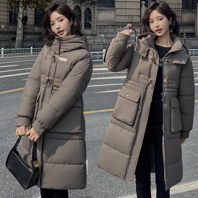 Polyester cotton-padded clothes women's new Korean version of cotton-padded clothes medium and long knee-padded jackets loose and thickene