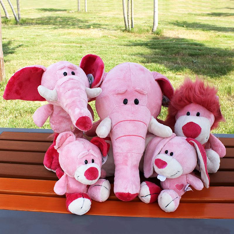 Soft Plush Animal Dolls Set Lion Elephant Rabbit Kids Toy For Bedroom Decor