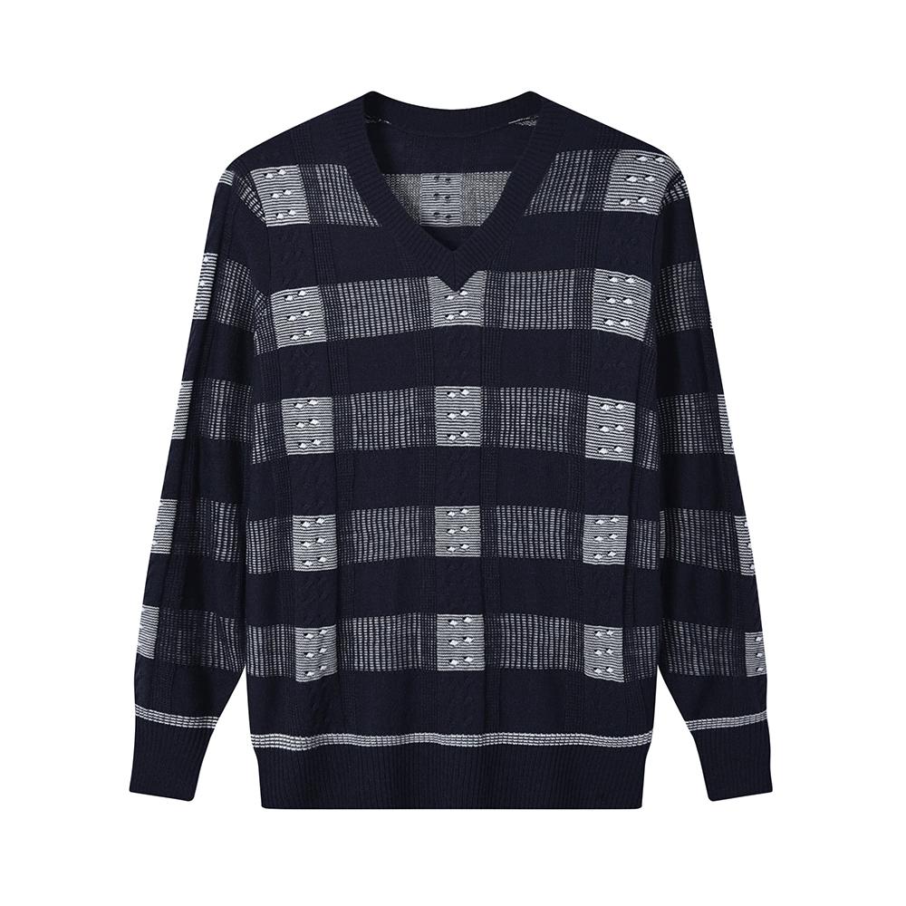 Mens Sweater Regular Fit V Neck Knitted Jumper Diamond Pattern Argyle Pullover Sweaters