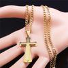 Fashion Stainless Steel Cross Choker Chain Necklace for Women Men Gold Color Necklace Pendant Jewelry collar cruz N3447S05