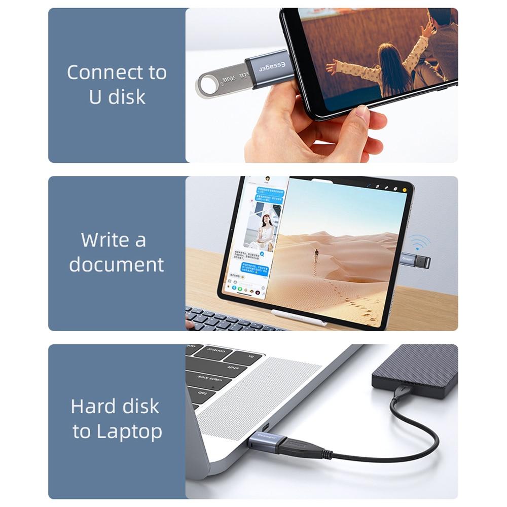 Essager OTG Adapter Type C USB 3.0 Type C USB C Male To USB Female Converter For Macbook Xiaomi Samsung S20 USBC OTG Connector 3