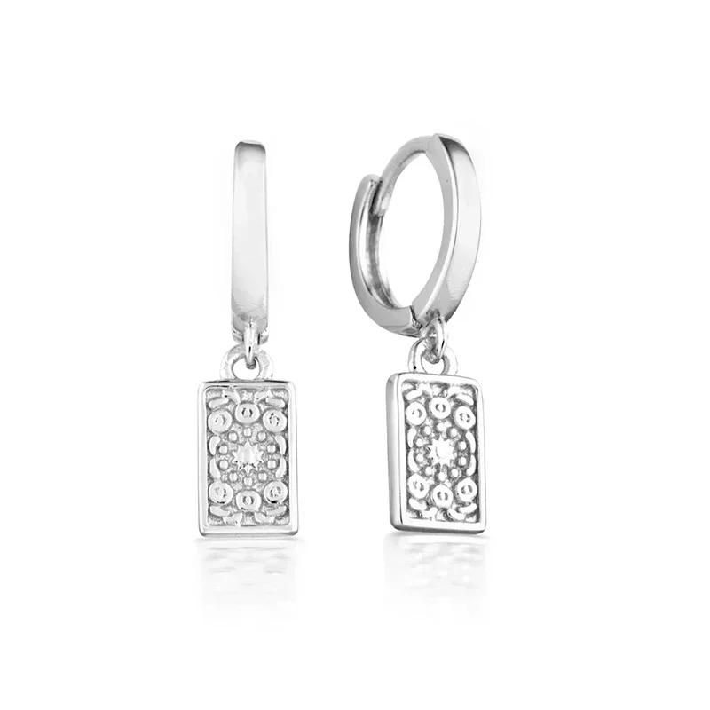 YUXINTOME 925 Silver Ear Needle Zircon Hoop gold Earrings For Women Square Plate Pendant Cutout Heart Earrings Fashion Jewelry