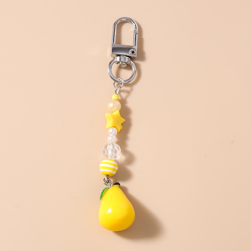 Cute Resin Simulation Fruit Keychain Women Girls 3D Pear Key Ring Pendants for Handbag Decor DIY Jewelry Gift