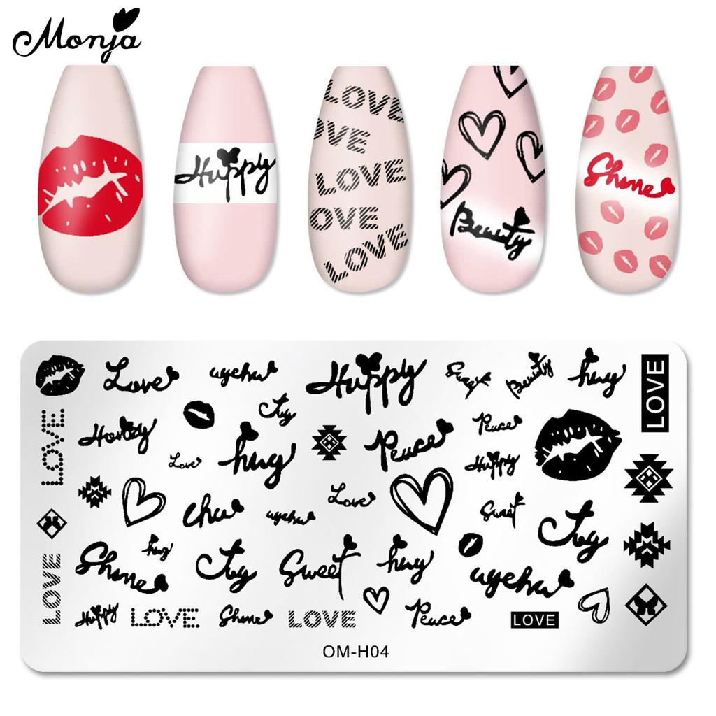 monja 6 стилей нейл-арт штамповочная пластина бабочка цветок растение любовь сердце штамп шаблоны пластины печать трафарет DIY маникюрные инструменты