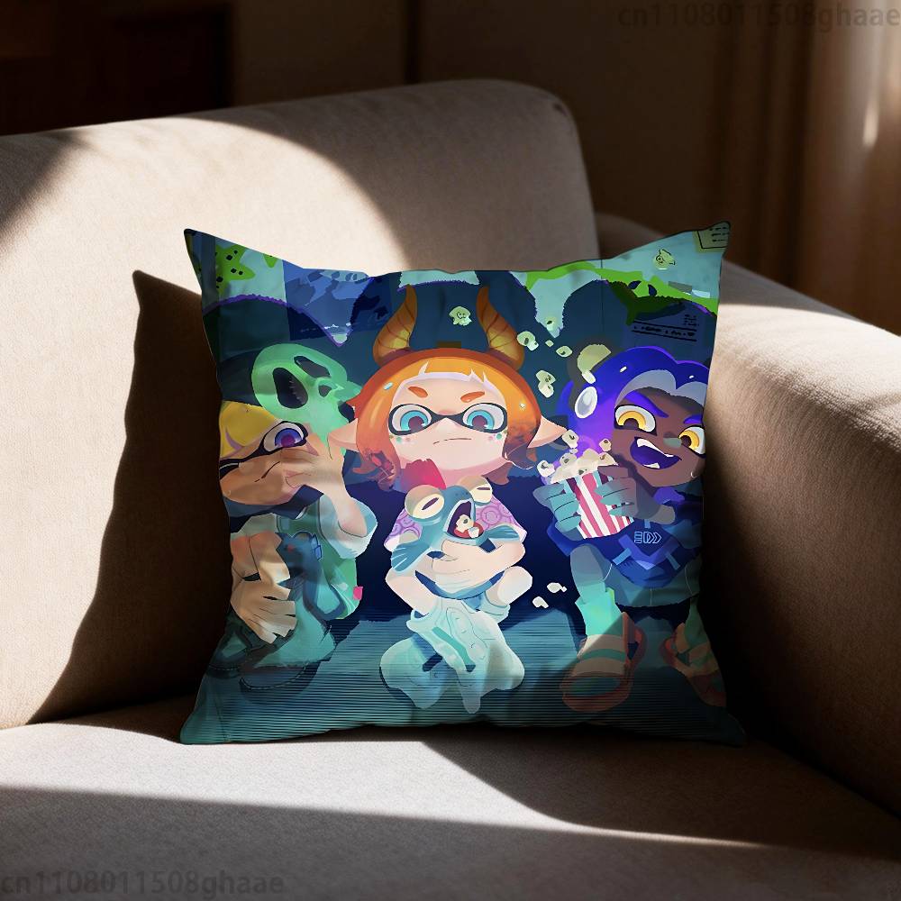 Чехол для подушки Splatoon Аниме Чехол от пылевых клещей Невидимая молния Шелковистый короткий плюш Чехол для диванной подушки