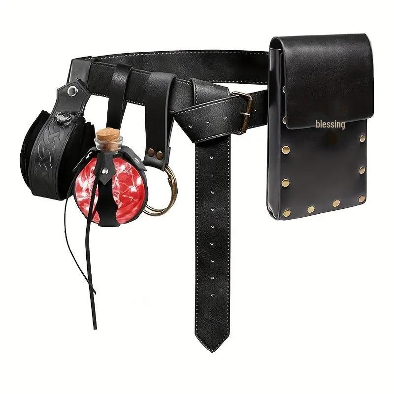 Steampunk Leather Phone Bag - Medieval Belt Accessory for Renaissance Cosplay