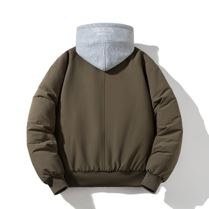 Mens Oversized Casual Winter Bomber Jacket Warm Thickened Cotton-Padded Outerwear Daily Wear