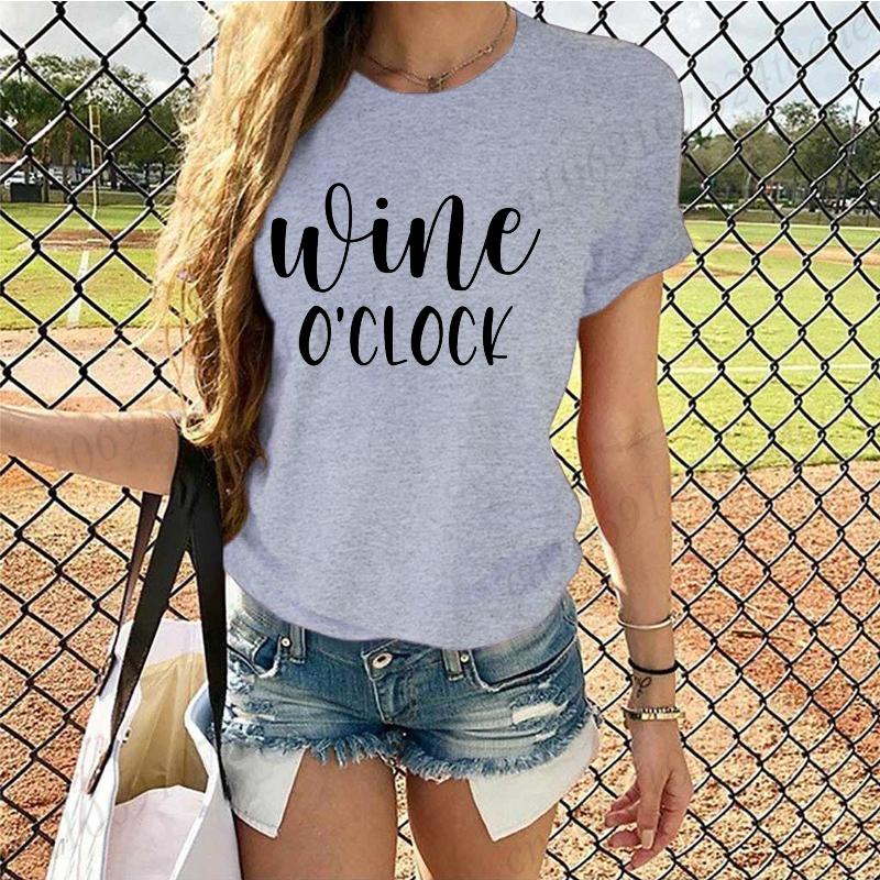 Wine O'Clock Shirt, Funny Wine T-Shirt, Alcohol Tee T-Shirt, Retro Wine Lover Tops Tees for Women Unisex Clothing Short Sleeve