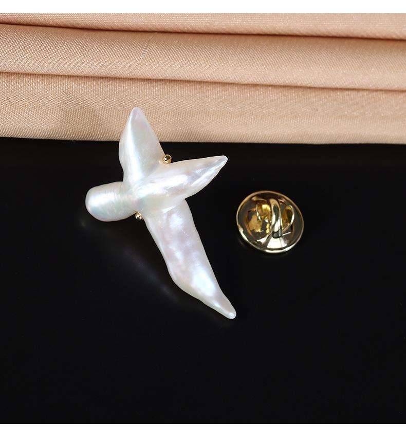 Baroque Freshwater Pearl Irregular Cross Collar Brooch Pin