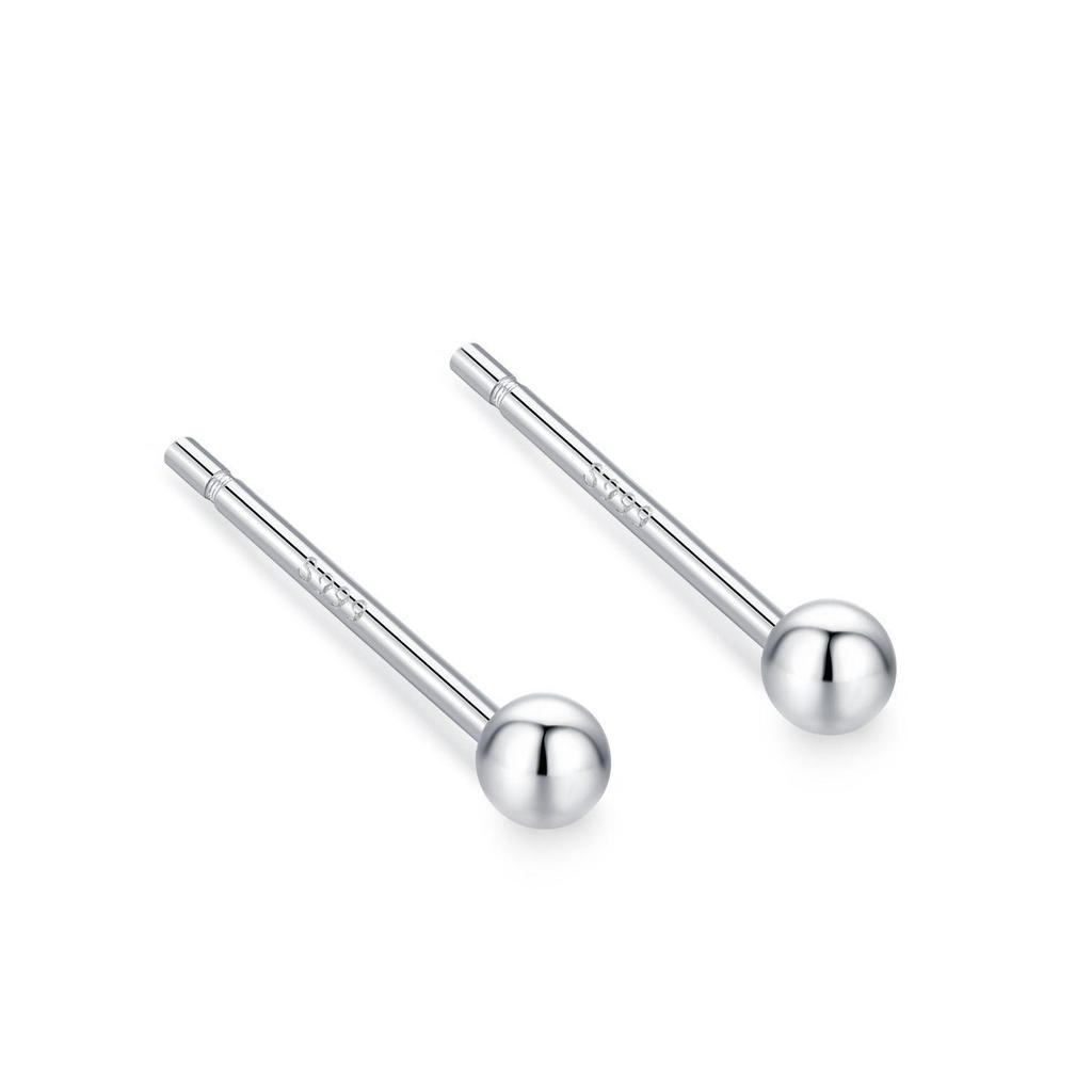 S999 Pure Silver Round Stud Earrings for Women - High-End Cartilage and Ear Piercing Needles To Prevent Clogging