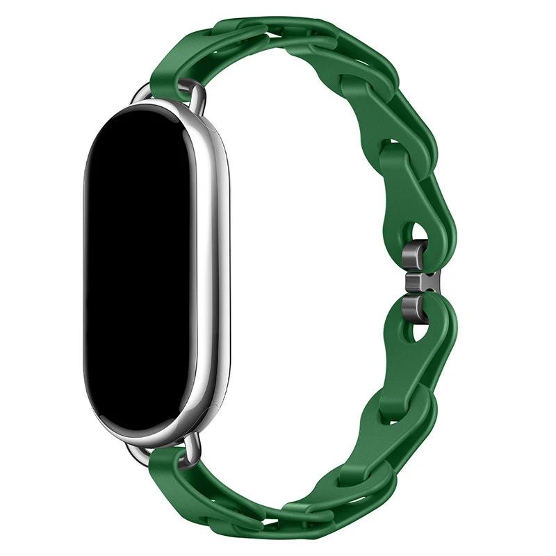 Резиновый ремешок для Xiaomi Mi Band 8 Браслет с пряжкой из нержавеющей стали для Miband 8 NFC Модный женский стиль Запасной силиконовый ремешок