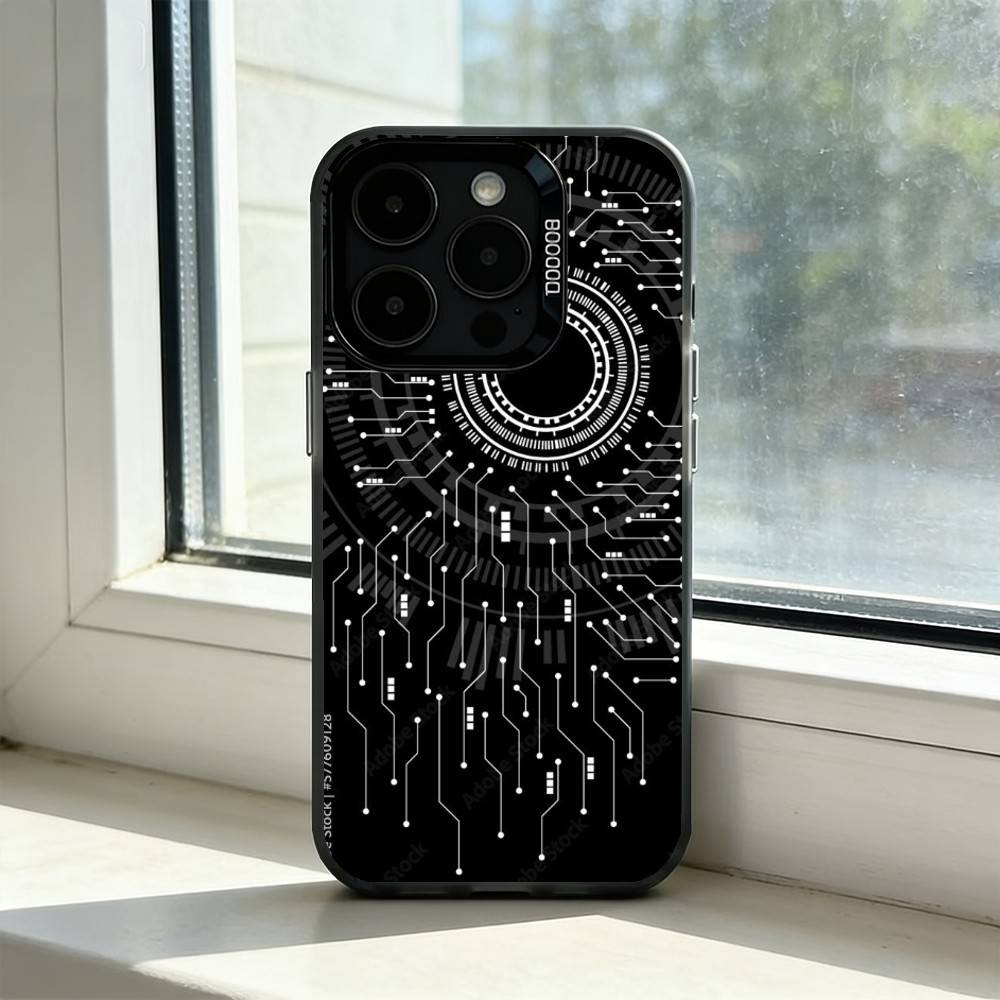 Чехол для телефона с изображением печатной платы Circuit B для iPhone 17,16,15,14,13,12,11 Plus,Pro Max,XS,Красочный Серебристый Черный Чехол