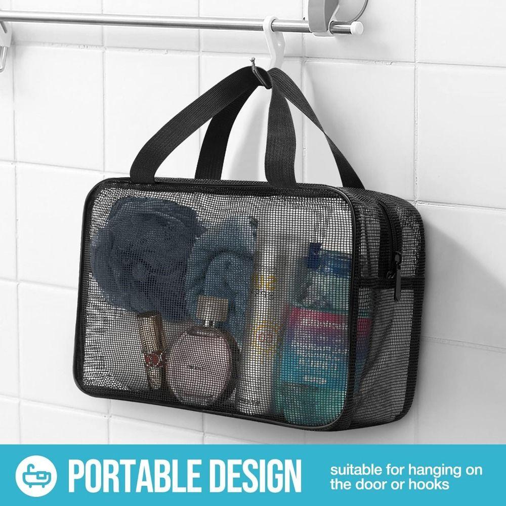 Portable Beach Pockets Easily Carry Cosmetic Organizer Case Practical Mesh Shower Bag Fitness